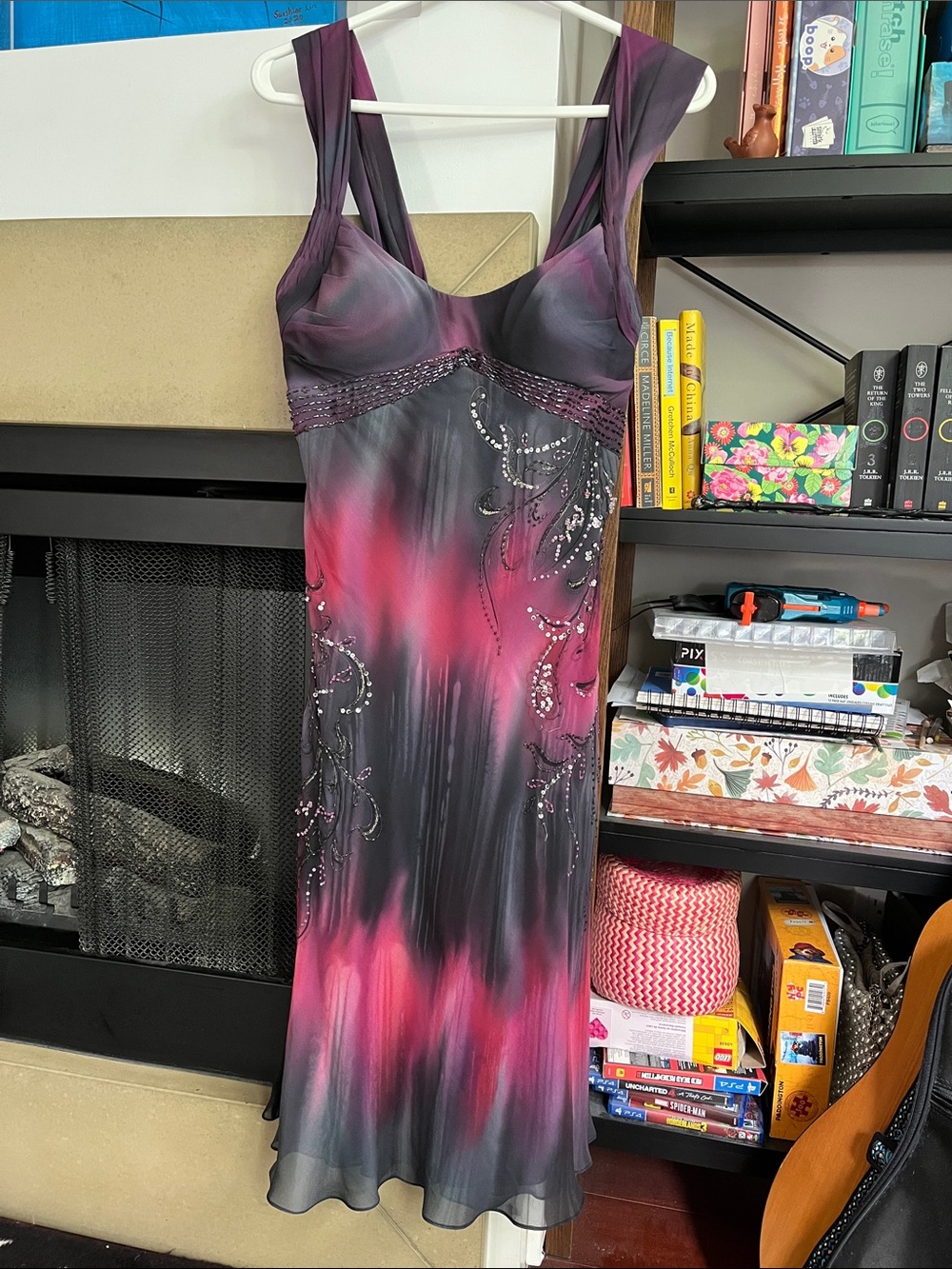 Vintage Y2K Pink and Purple Ombre Dress with Bead Accents